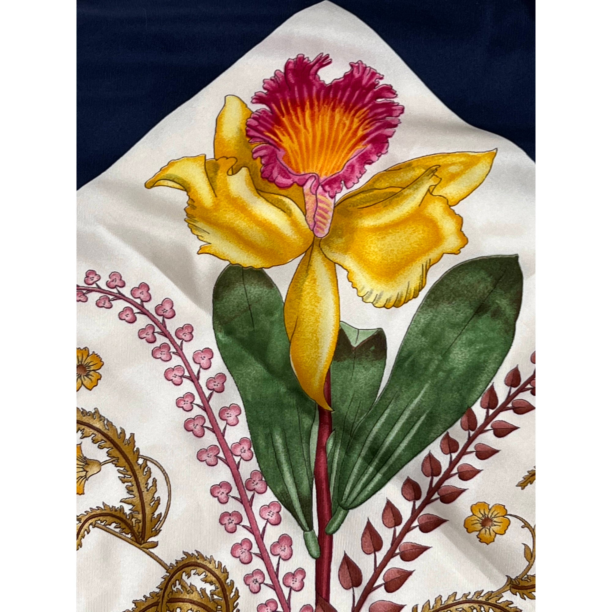 Vintage Gucci Silk Scarf Accornero Orchidee 1974 Orchids 34”