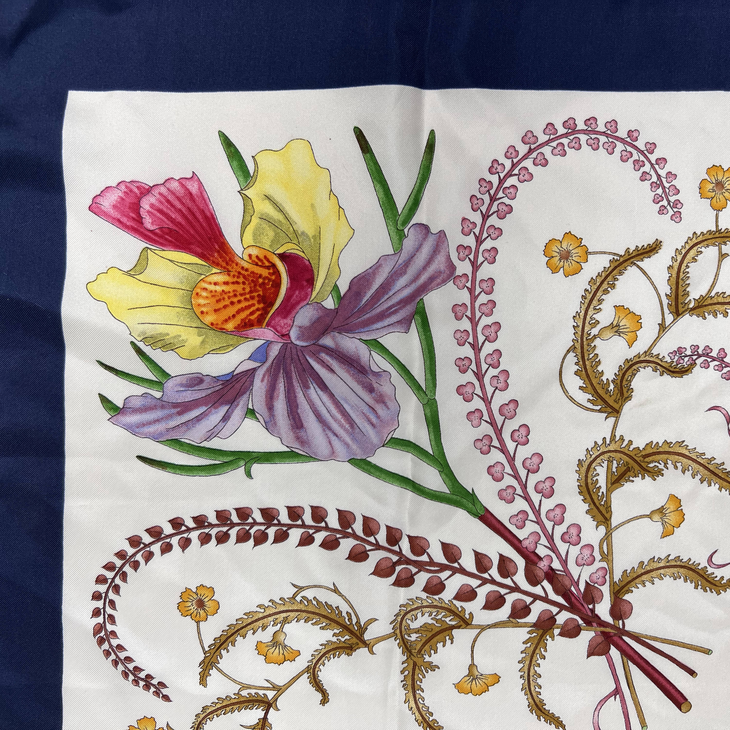 Gucci Vintage V. ACCORNERO シルクスカーフ Vintage Gucci Silk Scarf Accornero Orchidee 1974 Orchids 34