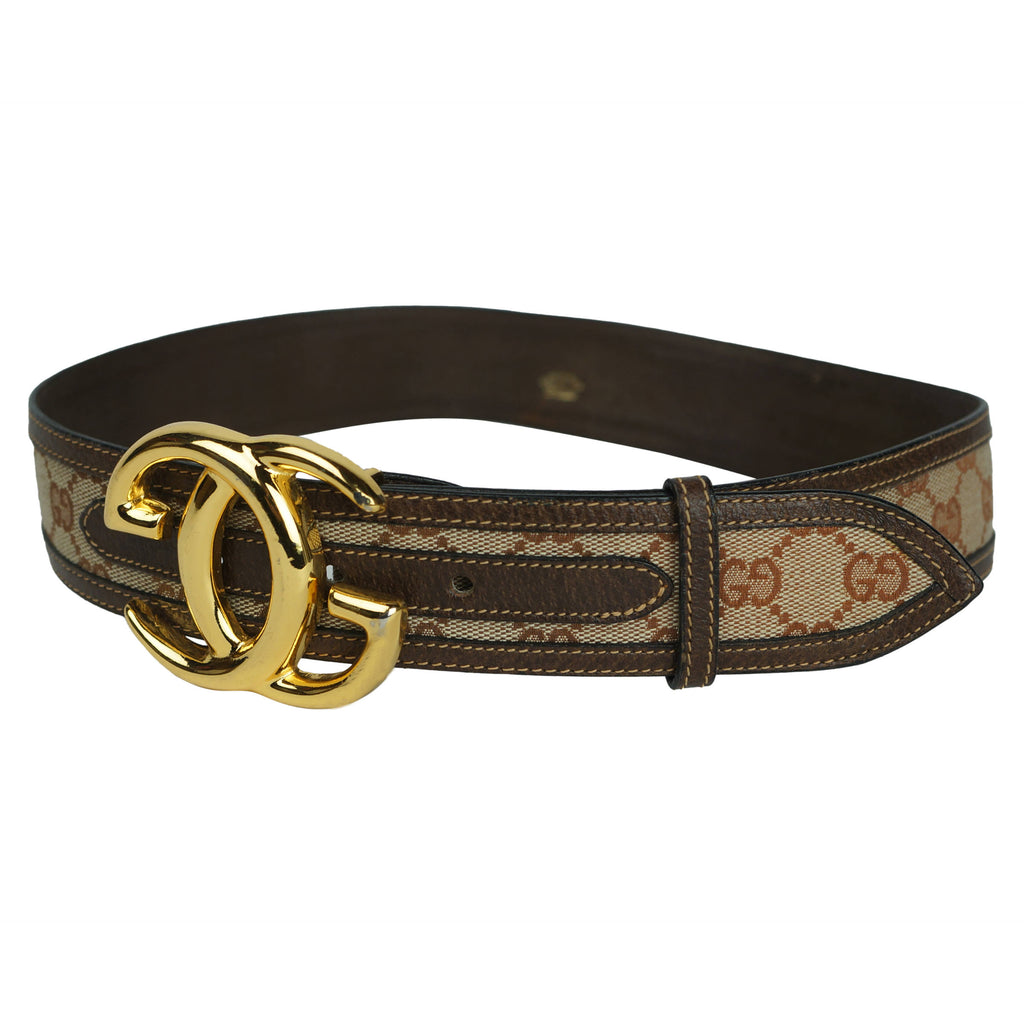 Vintage 60s Gucci Belt Leather and Canvas 28” - 30.5” Waist - Poppy's Vintage Clothing