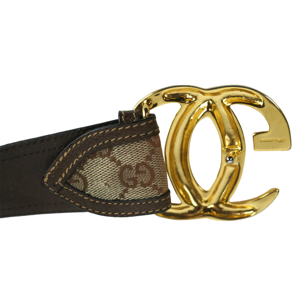 Vintage 60s Gucci Belt Leather and Canvas 28” - 30.5” Waist - Poppy's Vintage Clothing