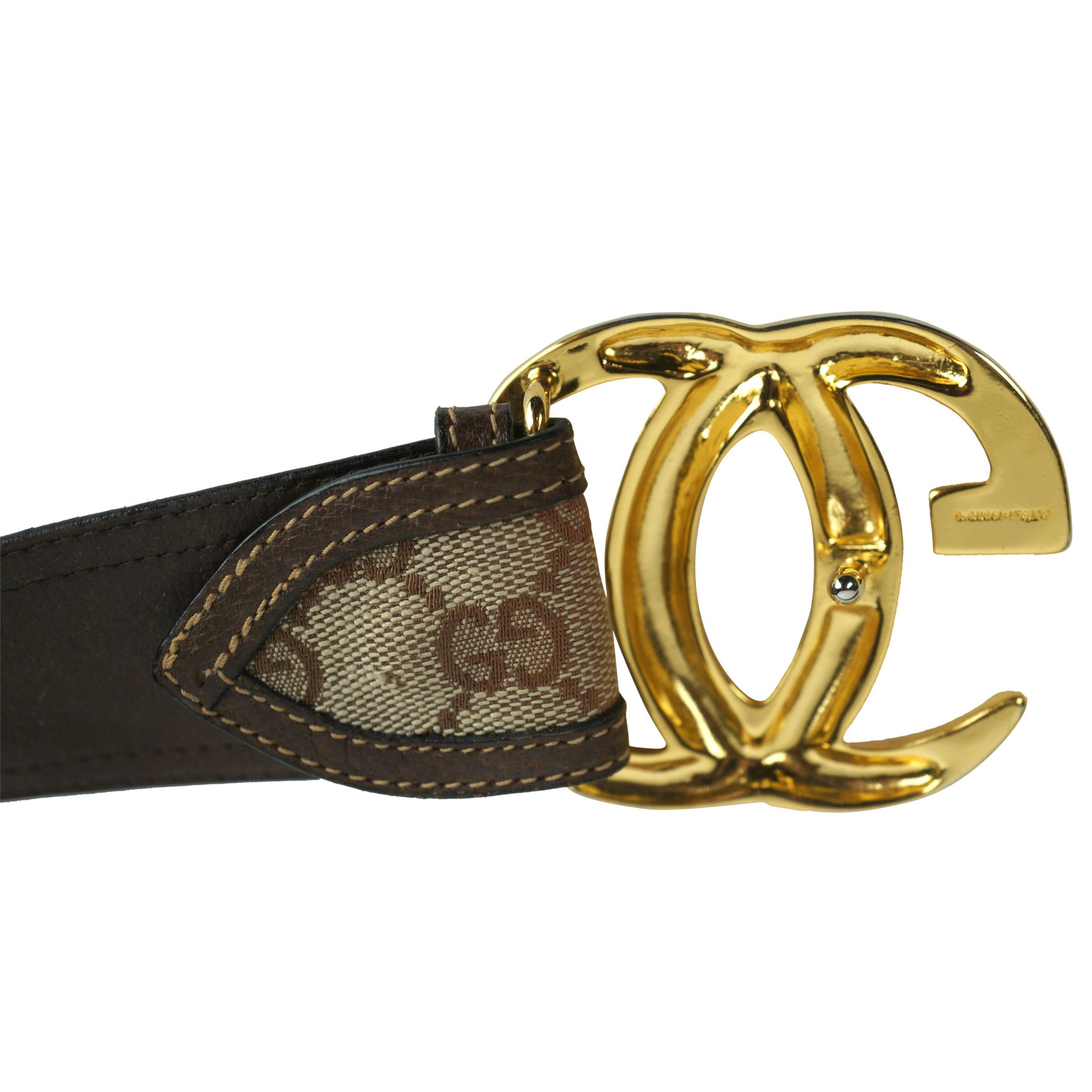 Vintage 60s Gucci Belt Leather and Canvas 28” - 30.5” Waist - Poppy's Vintage Clothing