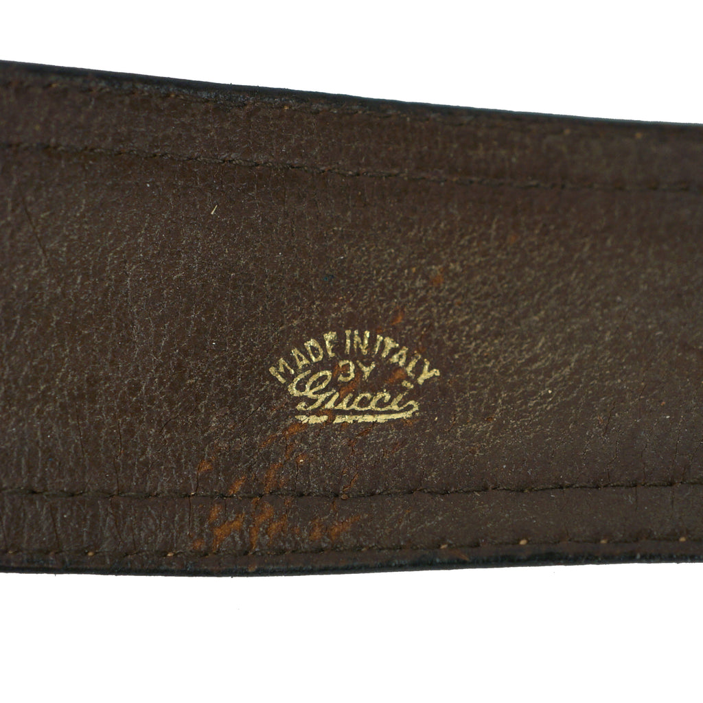 Vintage 60s Gucci Belt Leather and Canvas 28” - 30.5” Waist - Poppy's Vintage Clothing