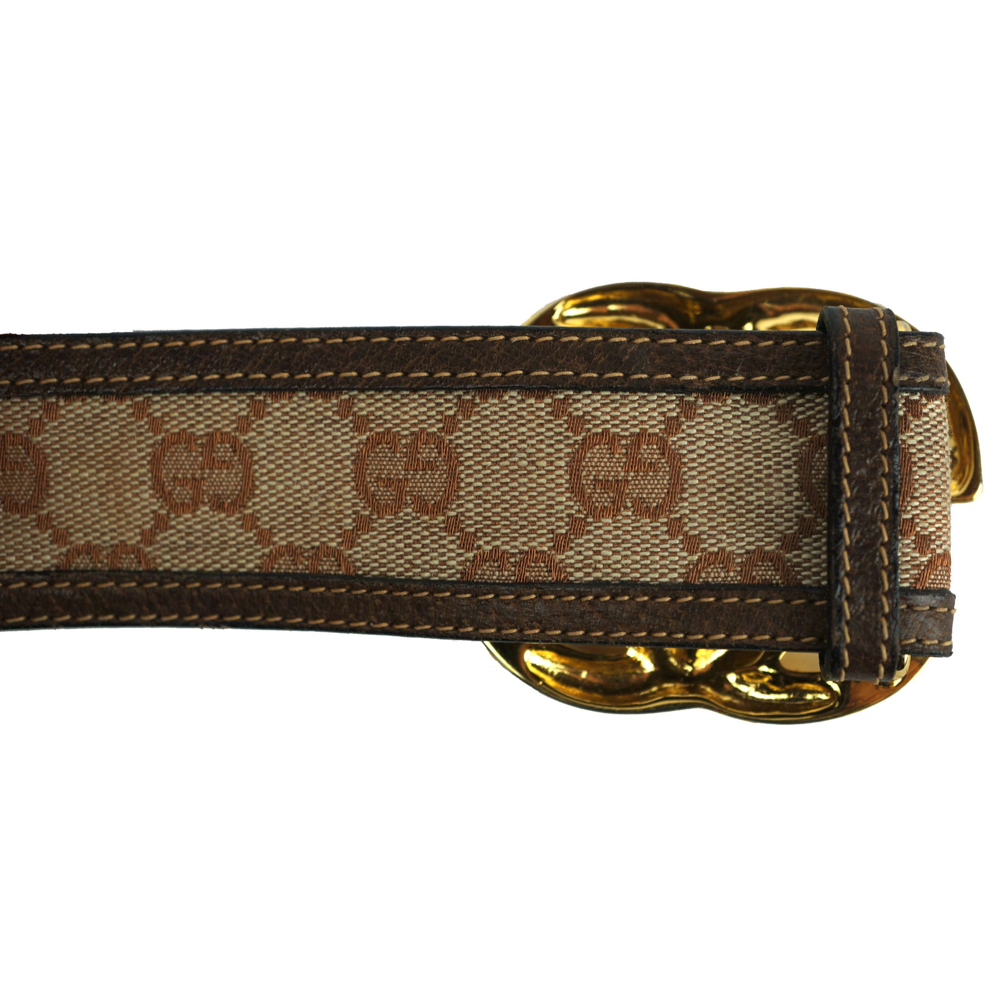 Vintage 60s Gucci Belt Leather and Canvas 28” - 30.5” Waist - Poppy's Vintage Clothing