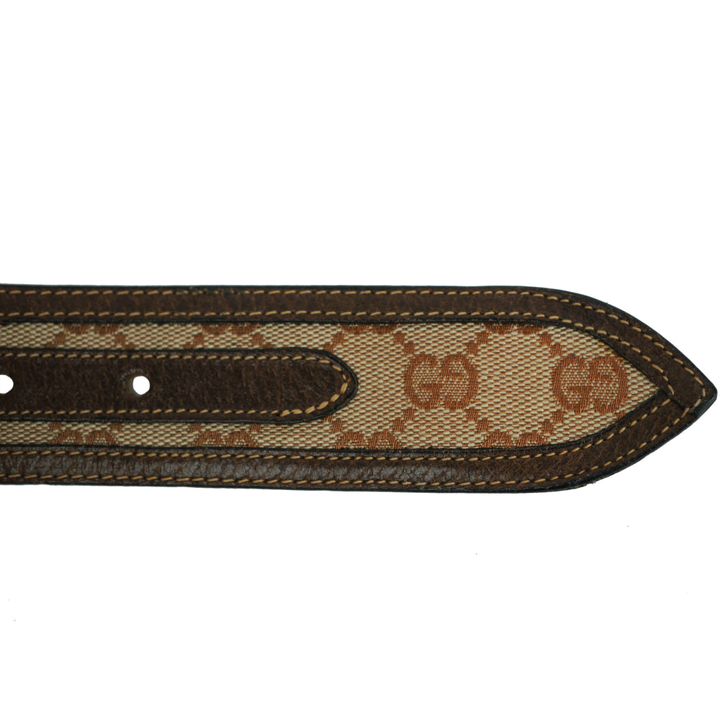 Vintage 60s Gucci Belt Leather and Canvas 28” - 30.5” Waist - Poppy's Vintage Clothing
