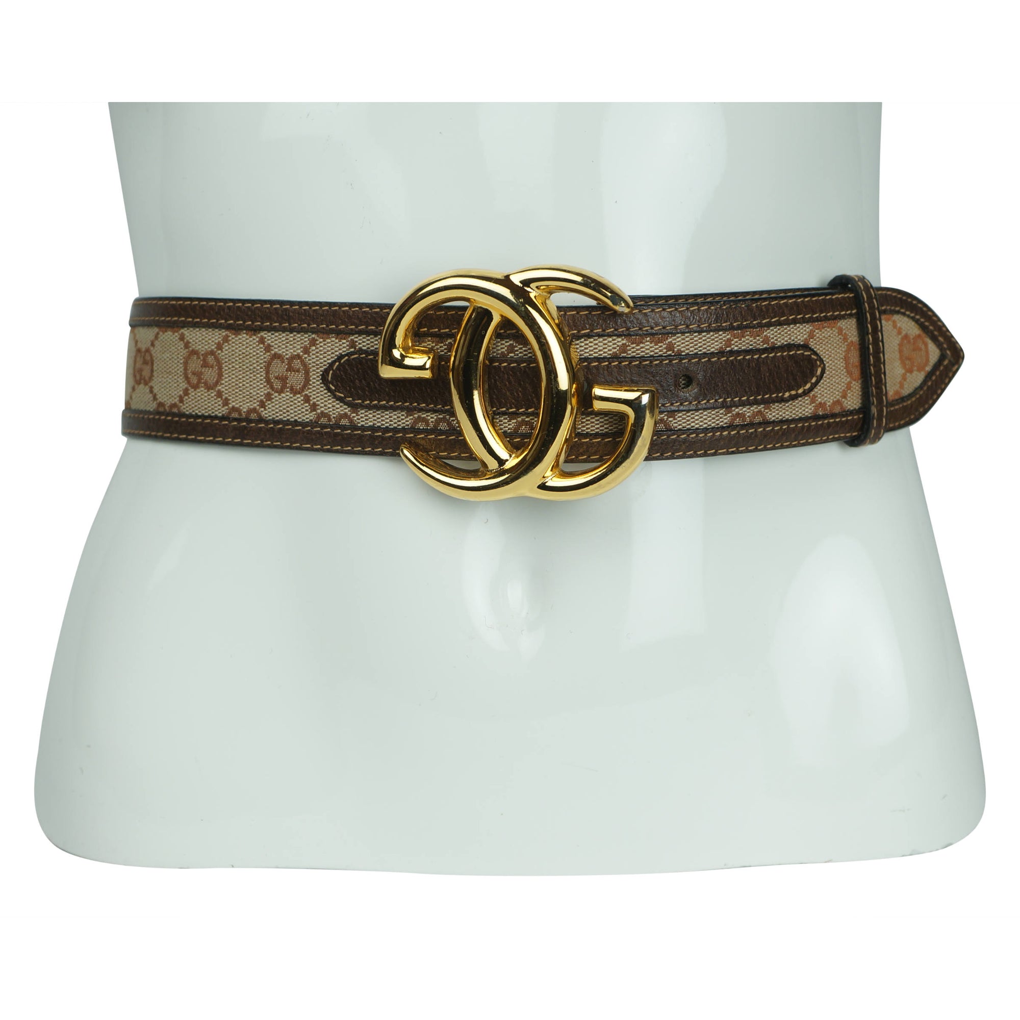 Vintage 60s Gucci Belt Leather and Canvas 28” - 30.5” Waist - Poppy's Vintage Clothing