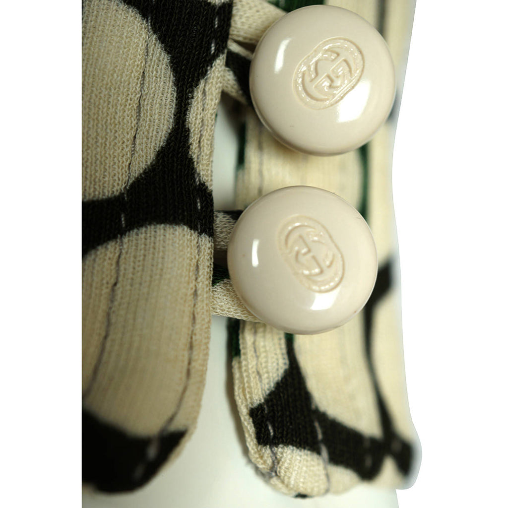 Gucci Logo Wrap Dress White Circles Green &amp; Black Made in Italy Size M - Poppy's Vintage Clothing
