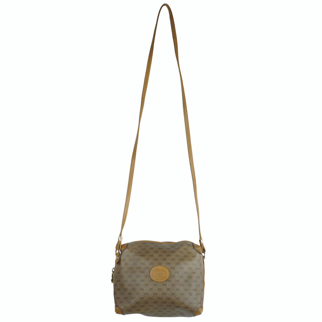 Vintage 70s Gucci Shoulder Bag Purse Logo Canvas Authentic - Poppy's Vintage Clothing