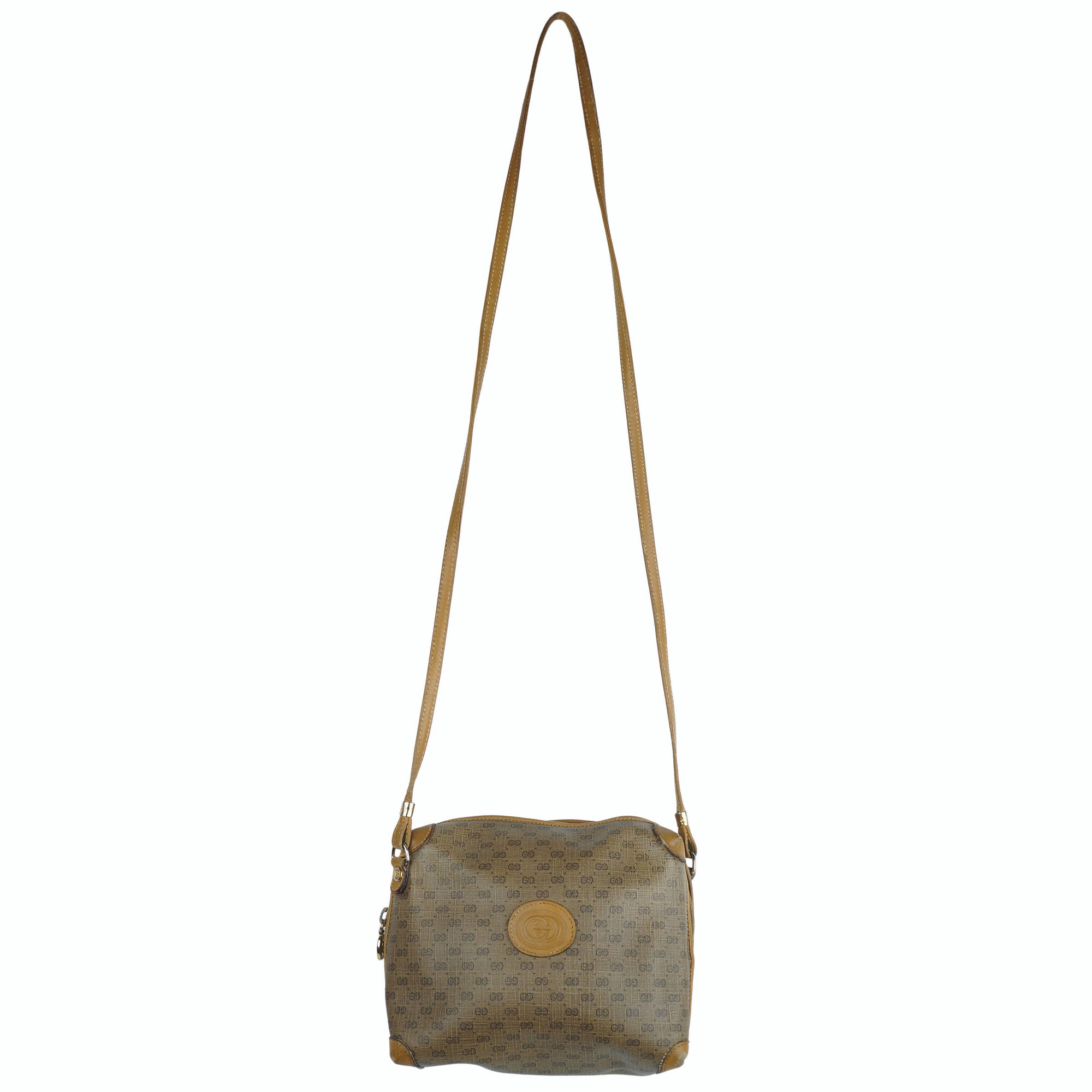 Vintage 70s Gucci Shoulder Bag Purse Logo Canvas Authentic - Poppy's Vintage Clothing