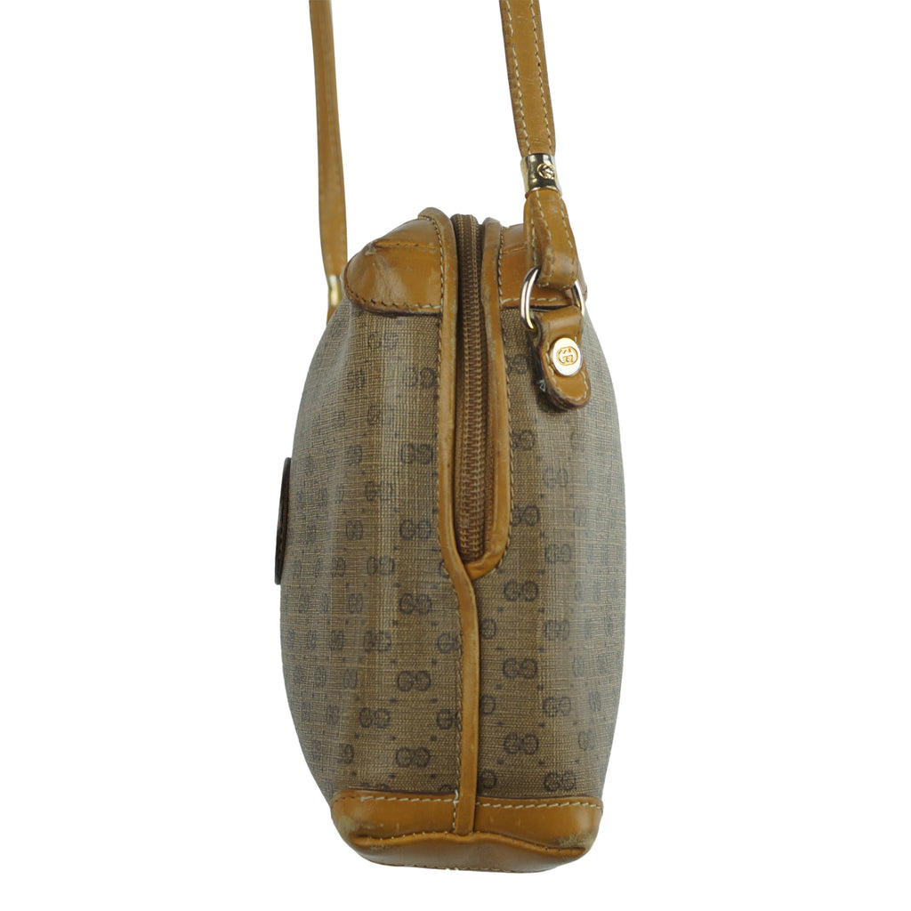 Vintage 70s Gucci Shoulder Bag Purse Logo Canvas Authentic - Poppy's Vintage Clothing