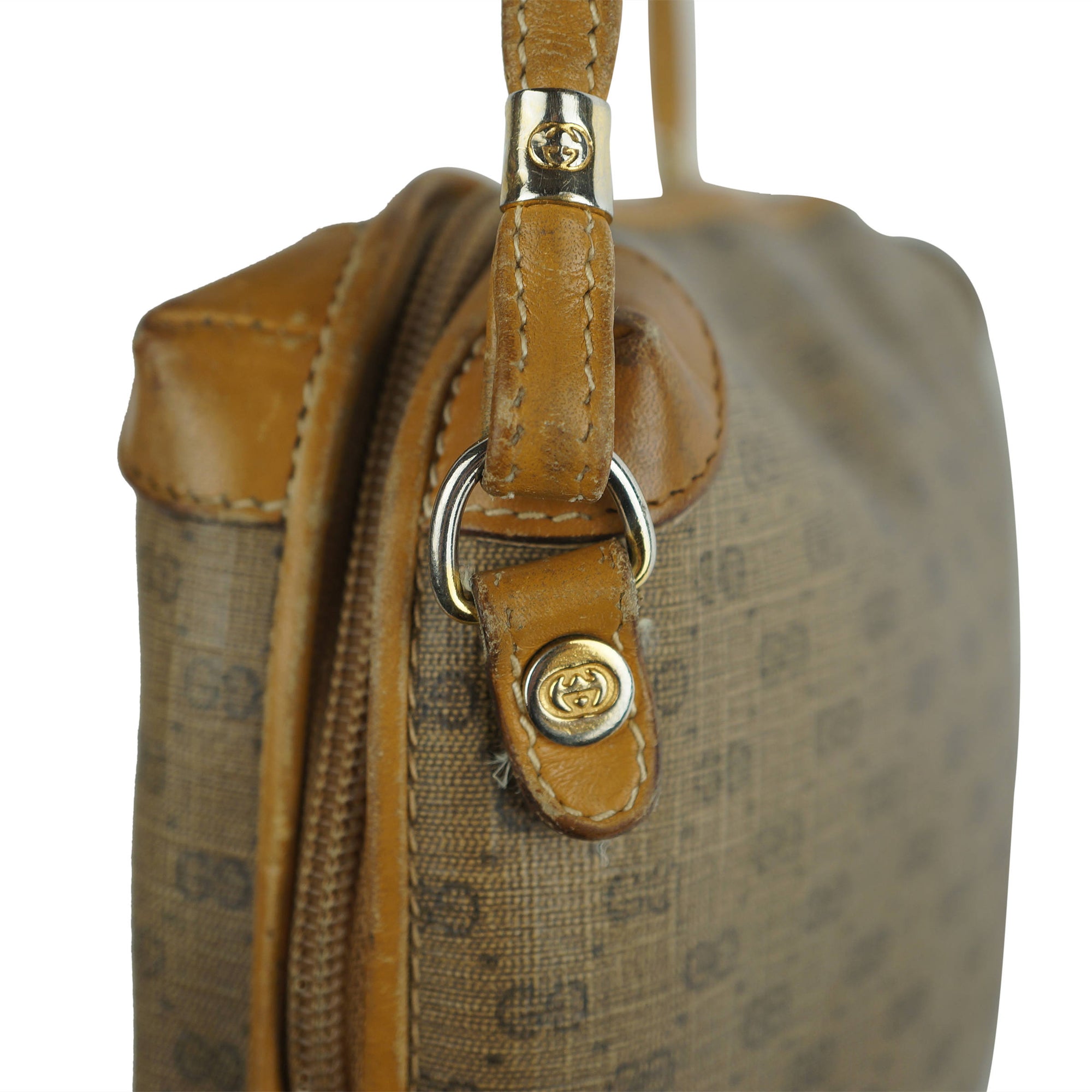 Vintage 70s Gucci Shoulder Bag Purse Logo Canvas Authentic - Poppy's Vintage Clothing