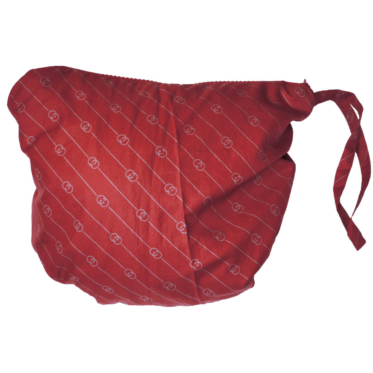 Vintage 1980s Gucci Italy Red Travel Raincoat Logo Pattern w Carrying Pocket M - Poppy's Vintage Clothing