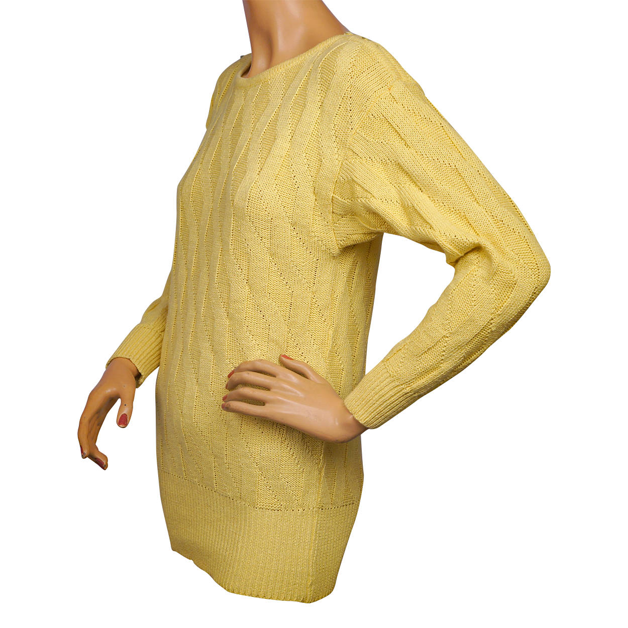 Vintage 1980s Guy Laroche Sweater Yellow Cotton Flax Size Small 36 - Poppy's Vintage Clothing