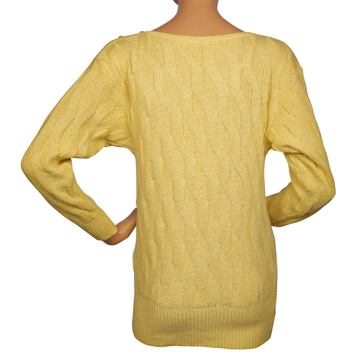 Vintage 1980s Guy Laroche Sweater Yellow Cotton Flax Size Small 36 - Poppy's Vintage Clothing