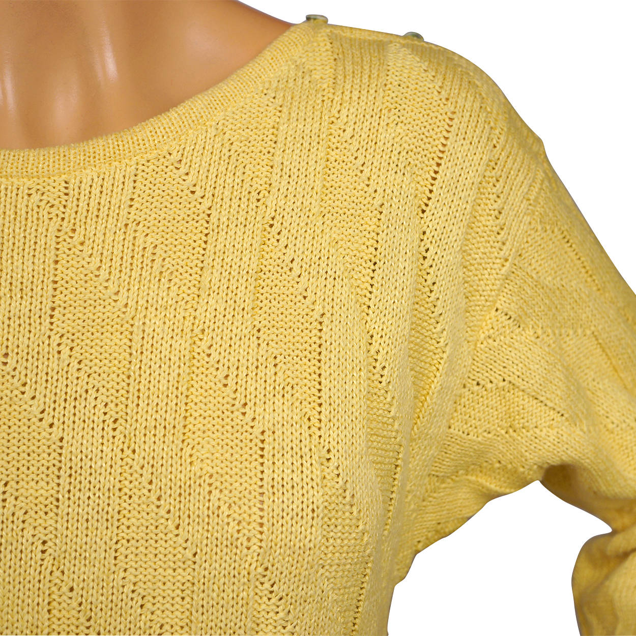 Vintage 1980s Guy Laroche Sweater Yellow Cotton Flax Size Small 36 - Poppy's Vintage Clothing