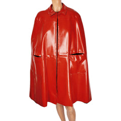 Vintage 1960s Mod Red Vinyl Cape Maria Carine Couture Guy Laroche Paris Design - Poppy's Vintage Clothing