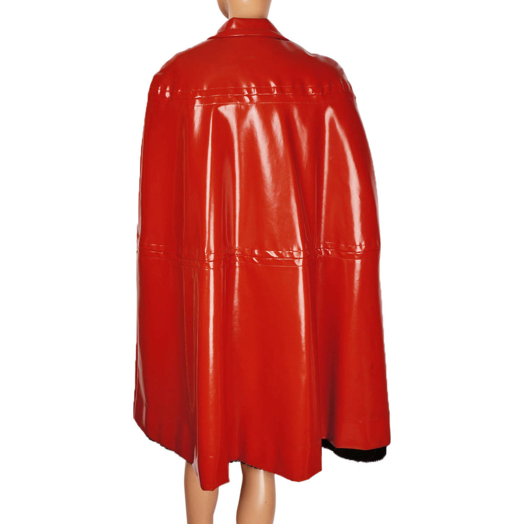 Vintage 1960s Mod Red Vinyl Cape Maria Carine Couture Guy Laroche Paris Design - Poppy's Vintage Clothing