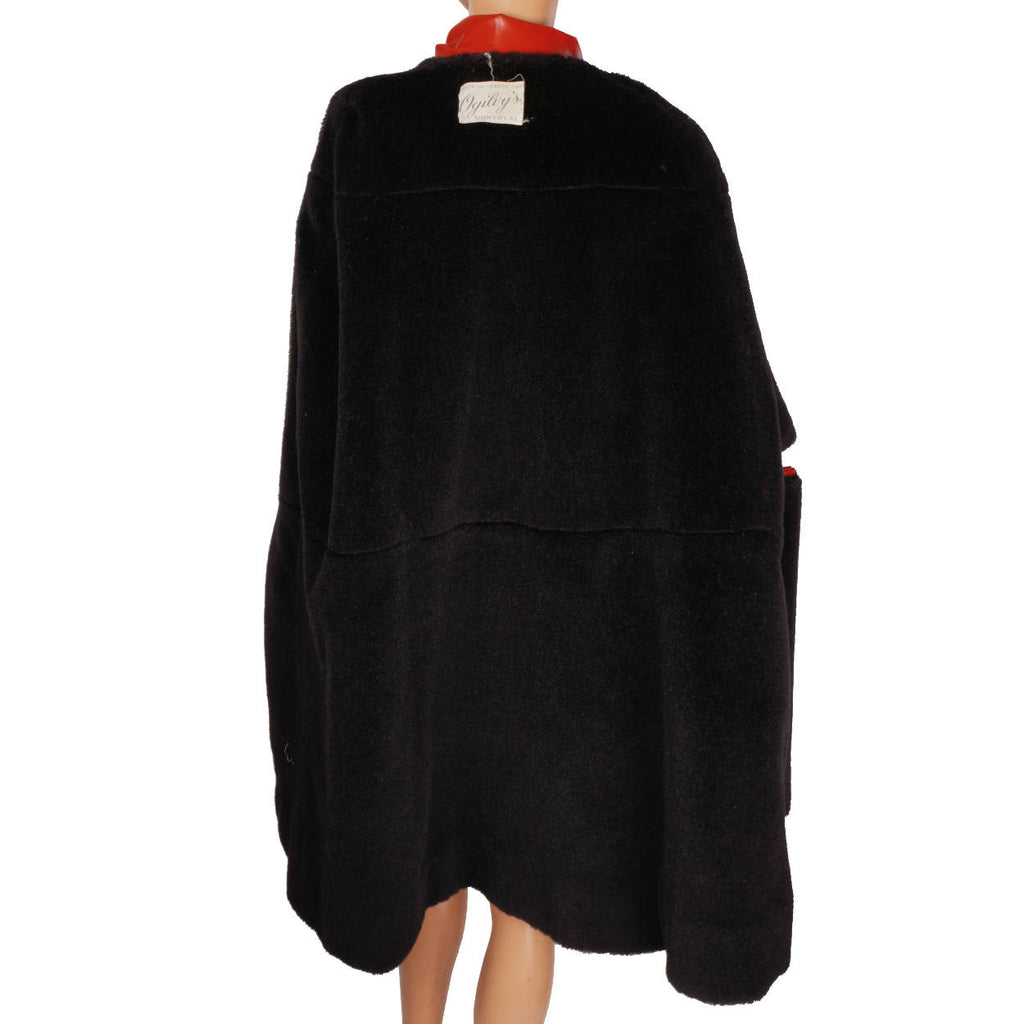 Vintage 1960s Mod Red Vinyl Cape Maria Carine Couture Guy Laroche Paris Design - Poppy's Vintage Clothing