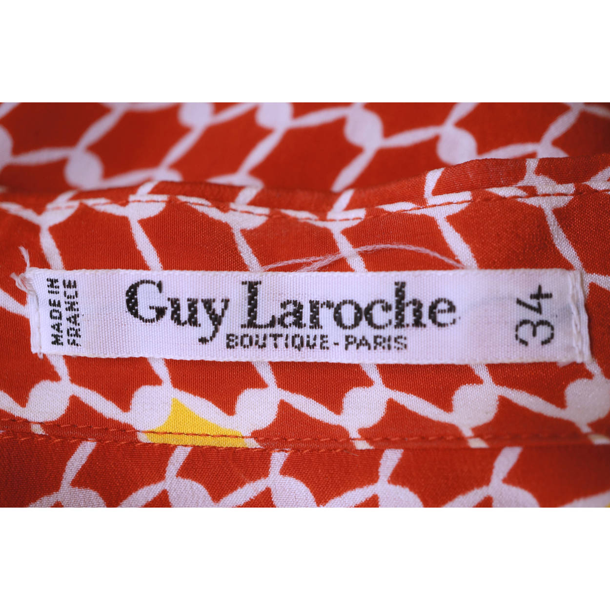 Vintage 1970s Guy Laroche Silk Blouse Red Pattern Print Ladies Size Small 4 - Poppy's Vintage Clothing