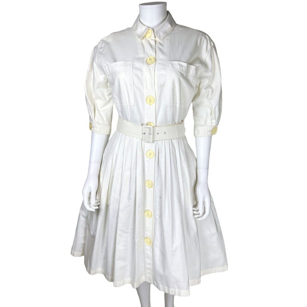 1990s Vintage Guy Laroche Dress White Cotton Sportswear Sz M