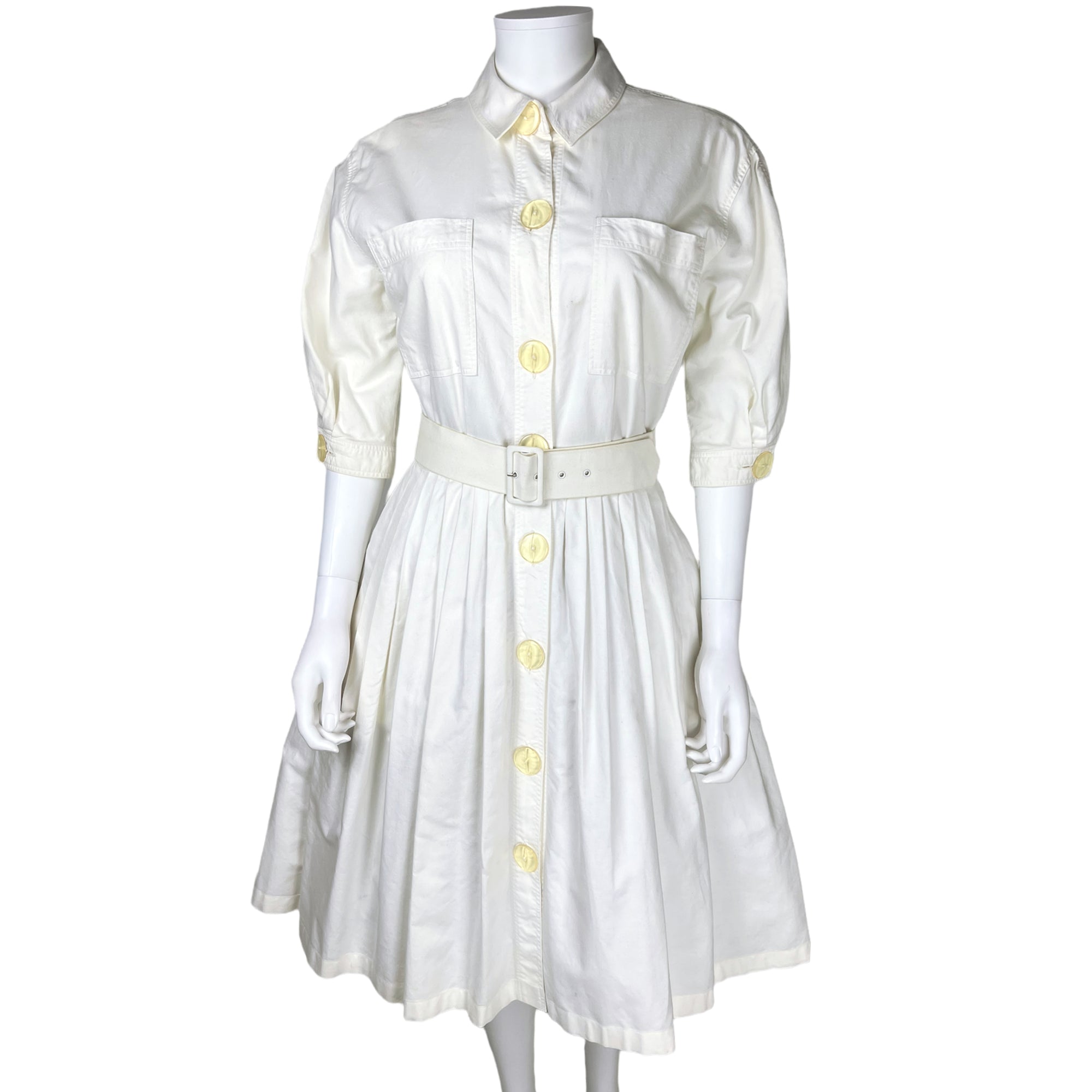 1990s Vintage Guy Laroche Dress White Cotton Sportswear Sz M