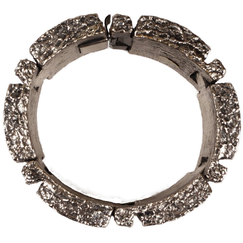 Massive Brutalist Gilles Guy Vidal Daisy Cuff Bracelet Modernist Plated Pewter Unused - Poppy's Vintage Clothing