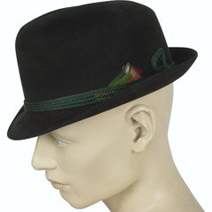 Vintage P &amp; C Habig Trilby Fedora 1950s Mens Black Hat Austria Size Large 7 1/4 - Poppy's Vintage Clothing