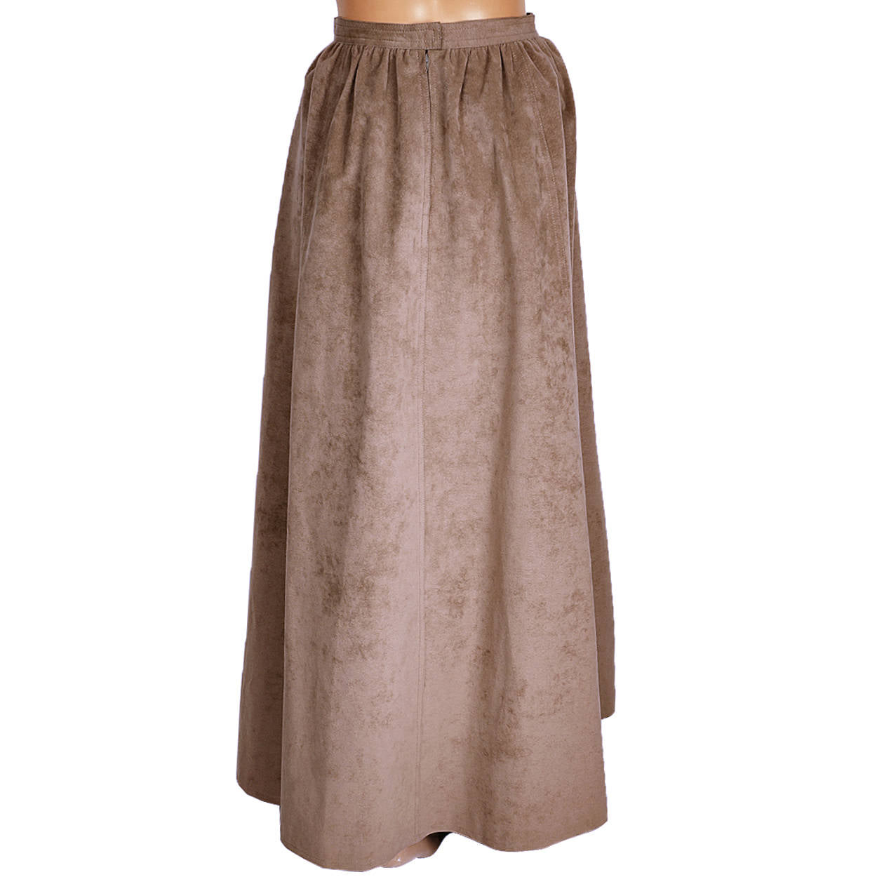 Vintage 1970s Halston Ultrasuede Taupe Maxi Skirt - Poppy's Vintage Clothing