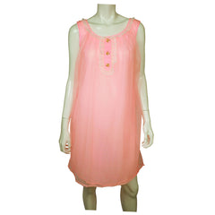 Vintage Unused Pink Nylon Nightie 1960s Nightgown NWOT Size L Made in Canada - Poppy's Vintage Clothing