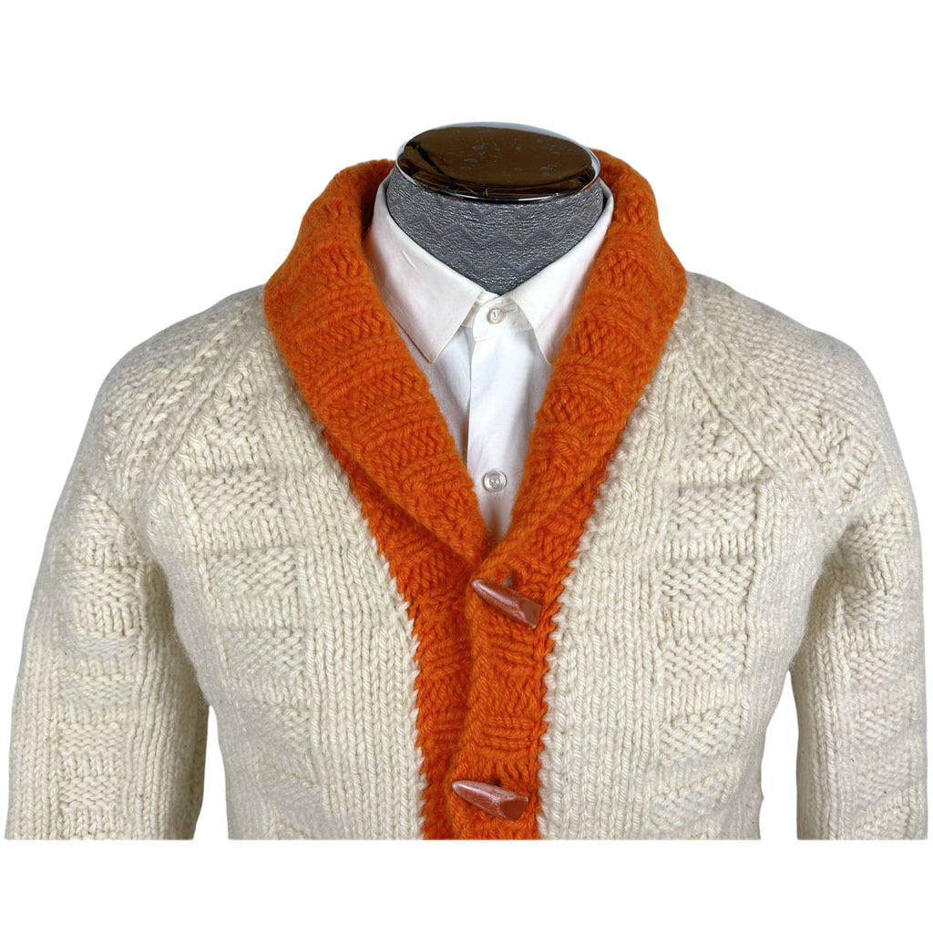 Vintage Cowichan 1950s Hand Knit Sweater Jacket Mens Size S