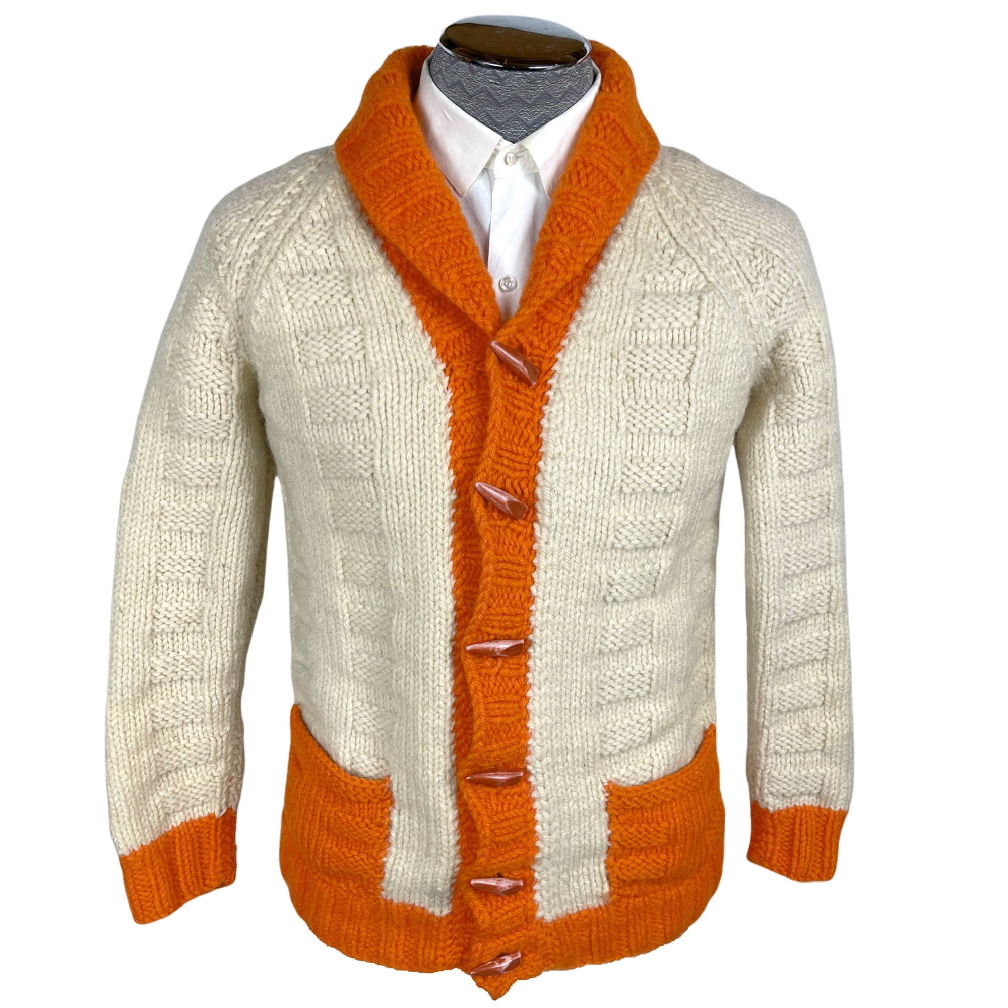 Vintage Cowichan 1950s Hand Knit Sweater Jacket Mens Size S