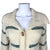 Vintage Hand Knit Coat Sweater Wool Green & Off White Size M