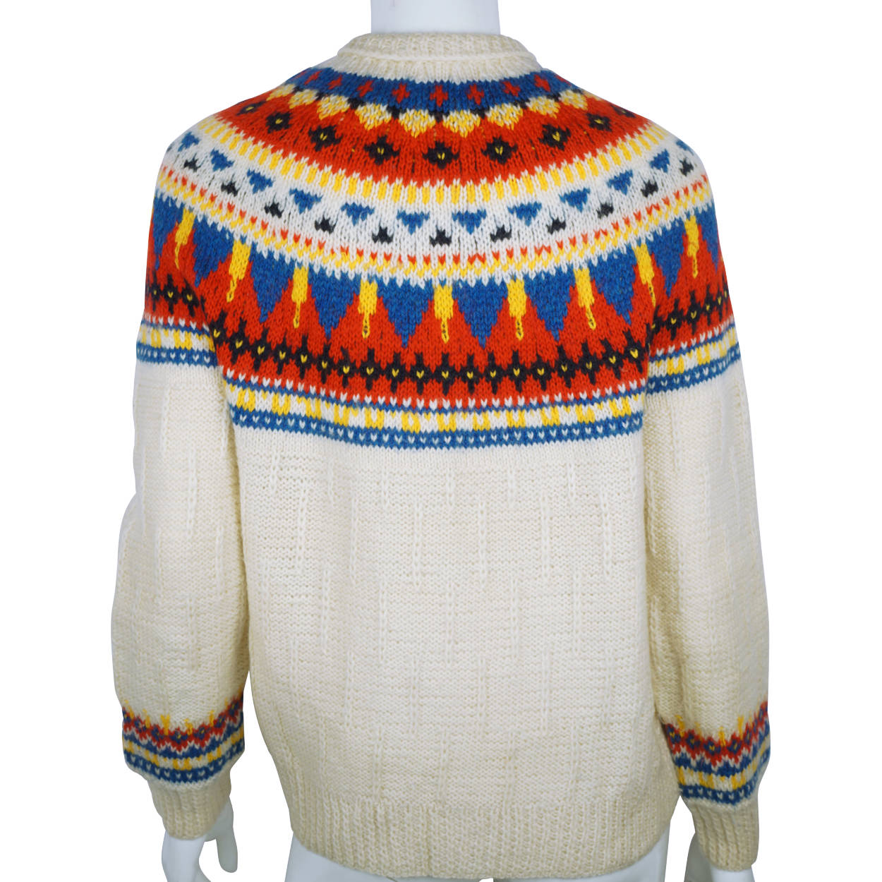 Vintage Hand Knit Cardigan Sweater Wool Nordic Fair Isle M - Poppy's Vintage Clothing