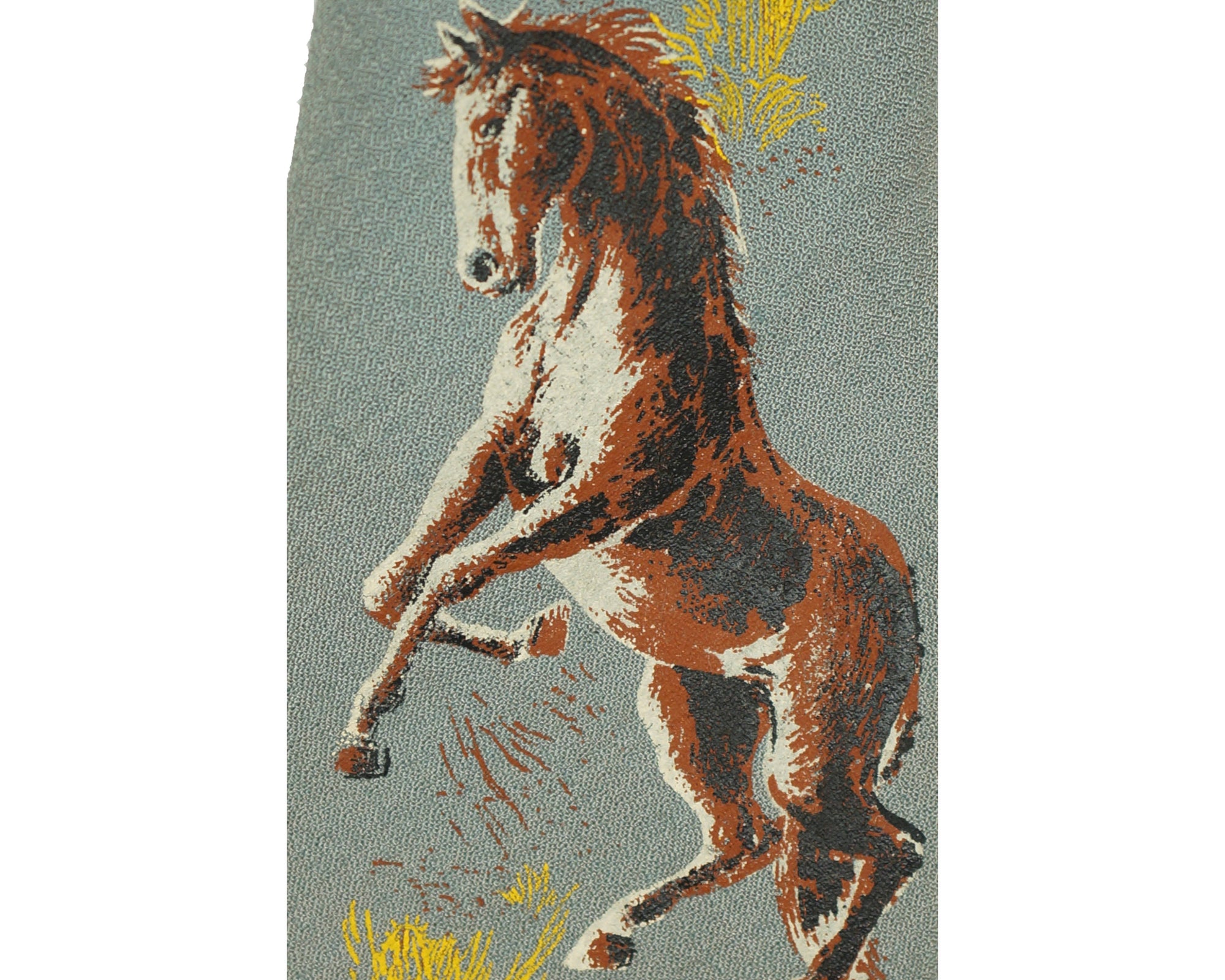 Vintage 1940s Swing Tie Hand Painted Stallion Horse Western Scene Mens Necktie - Poppy's Vintage Clothing