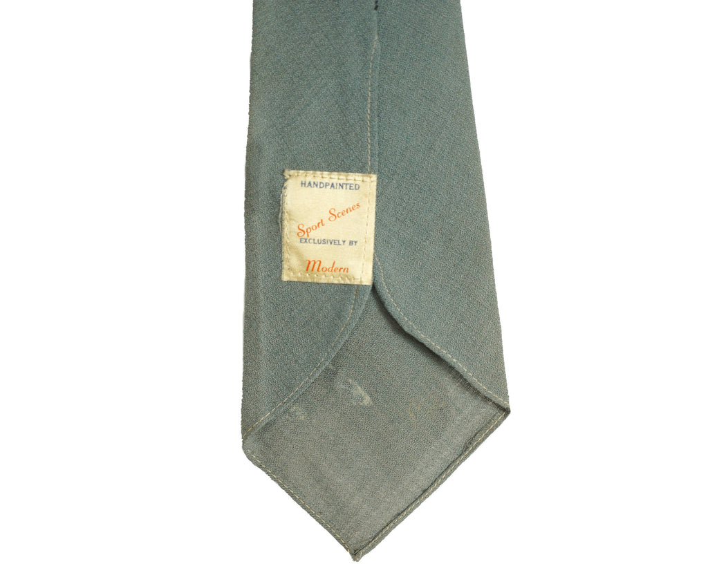 Vintage 1940s Swing Tie Hand Painted Stallion Horse Western Scene Mens Necktie - Poppy's Vintage Clothing