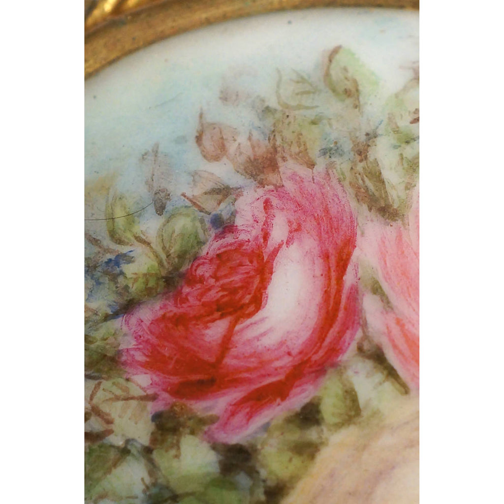 Antique Limoges Porcelain Hand Painted Roses Stud Buttons and Sash Buckle - Poppy's Vintage Clothing