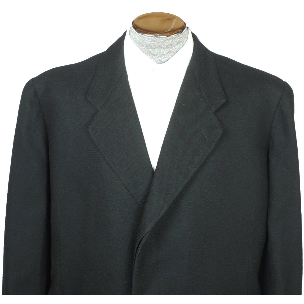 Vintage 1930s Wool Overcoat Black Coat Swiss Tailor Hansjakob Bern Switzerland - Poppy's Vintage Clothing