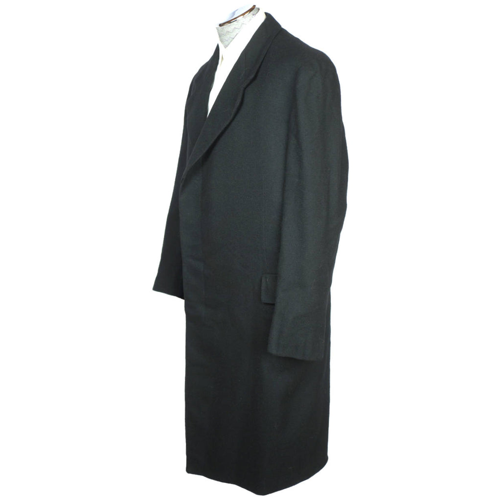 Vintage 1930s Wool Overcoat Black Coat Swiss Tailor Hansjakob Bern Switzerland - Poppy's Vintage Clothing