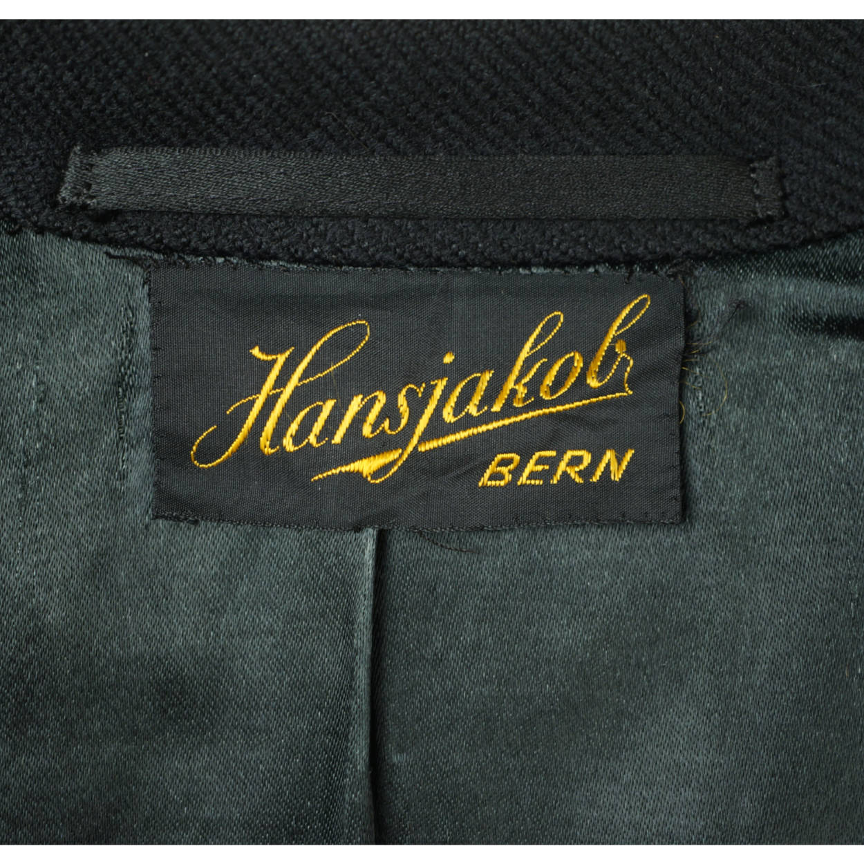 Vintage 1930s Wool Overcoat Black Coat Swiss Tailor Hansjakob Bern Switzerland - Poppy's Vintage Clothing