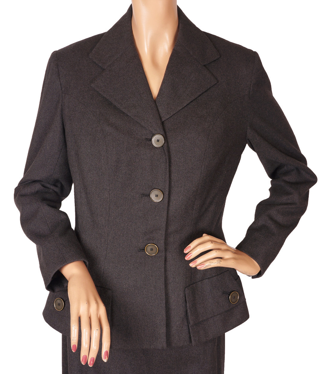 1950s Grey Wool Ladies Suit by Hardy Amies - Poppy's Vintage Clothing