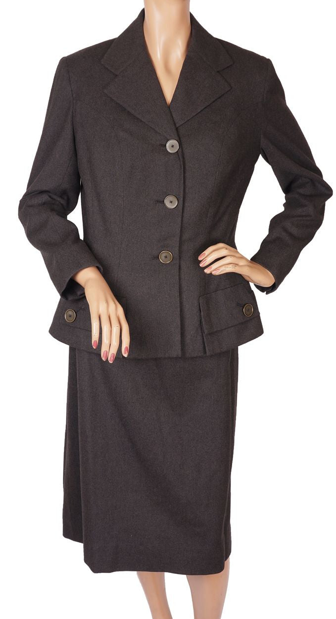 1950s Grey Wool Ladies Suit by Hardy Amies - Poppy's Vintage Clothing