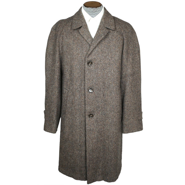 Vintage 1960s Harris Tweed Overcoat Size Mens Coat Size Medium - Poppy's Vintage Clothing