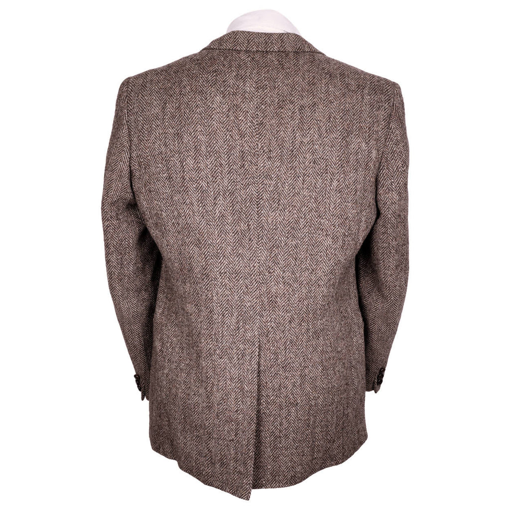 Vintage Harris Tweed Mens Jacket Herringbone Wool Sport Coat - Size 44 R - Poppy's Vintage Clothing