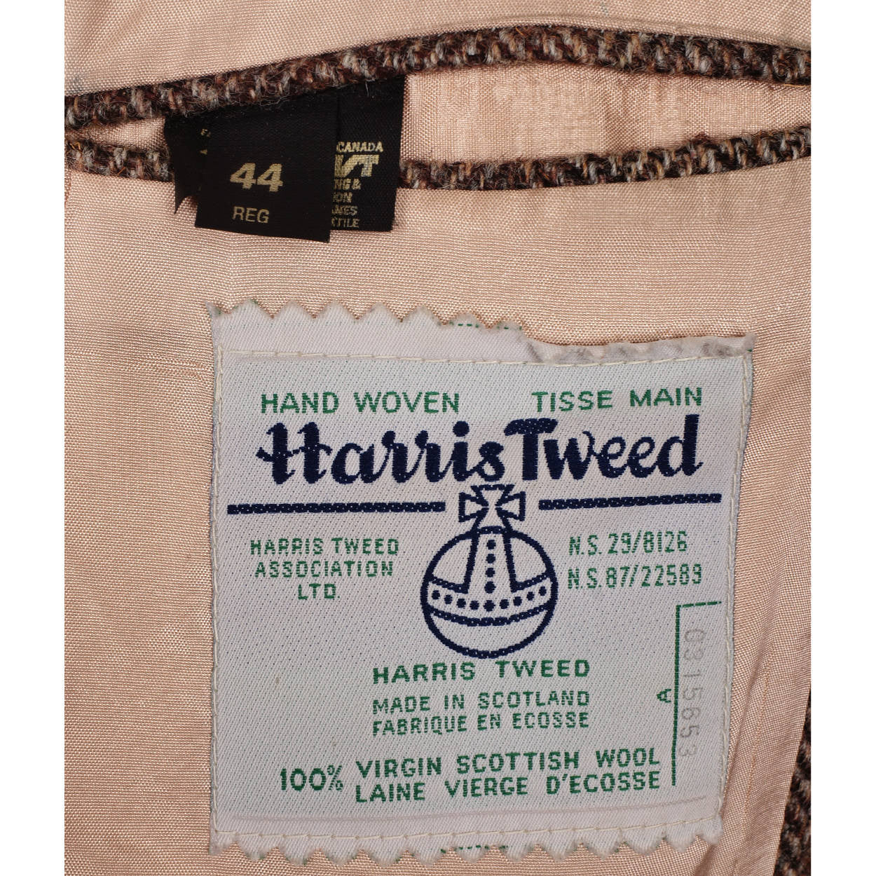Vintage Harris Tweed Mens Jacket Herringbone Wool Sport Coat - Size 44 R - Poppy's Vintage Clothing