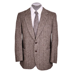 Vintage Harris Tweed Mens Jacket Herringbone Wool Sport Coat - Size 44 R - Poppy's Vintage Clothing