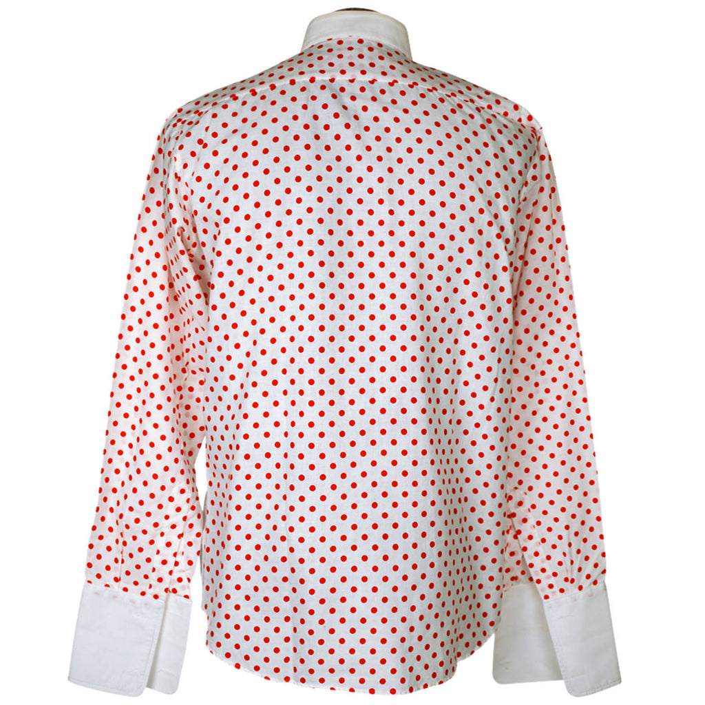 Vintage Harrods Tuxedo Shirt with Red Polka Dots Tux Dress Shirt Mens Size L 16 - Poppy's Vintage Clothing