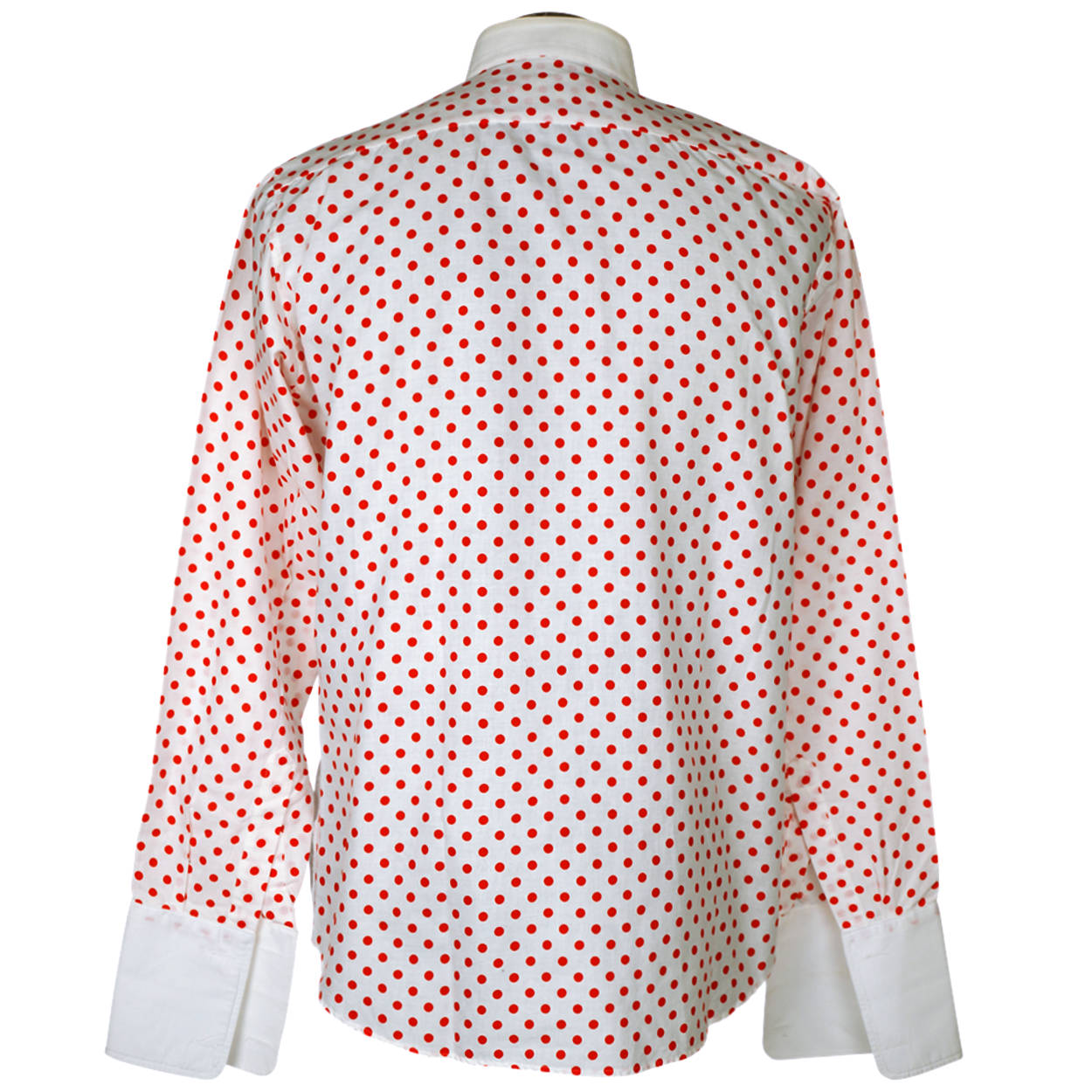 Vintage Harrods Tuxedo Shirt with Red Polka Dots Tux Dress Shirt Mens Size L 16 - Poppy's Vintage Clothing