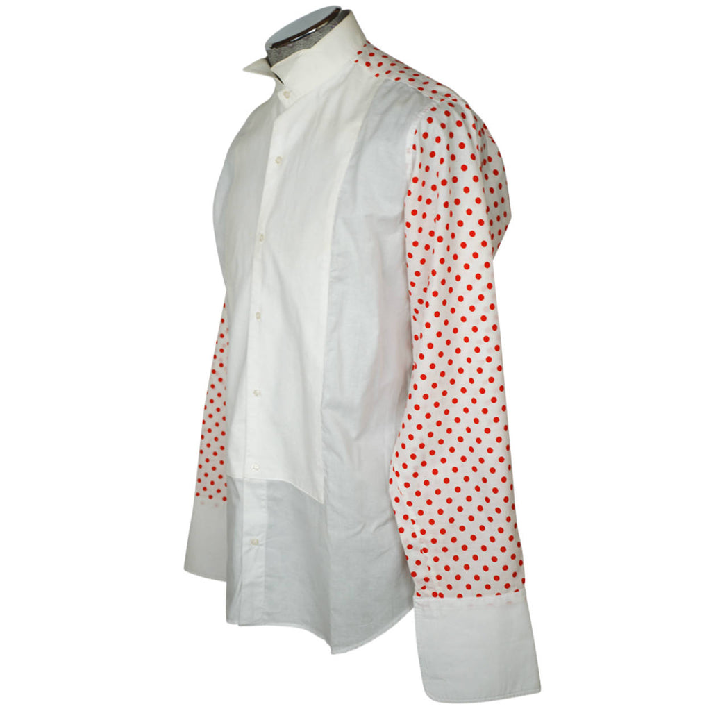 Vintage Harrods Tuxedo Shirt with Red Polka Dots Tux Dress Shirt Mens Size L 16 - Poppy's Vintage Clothing