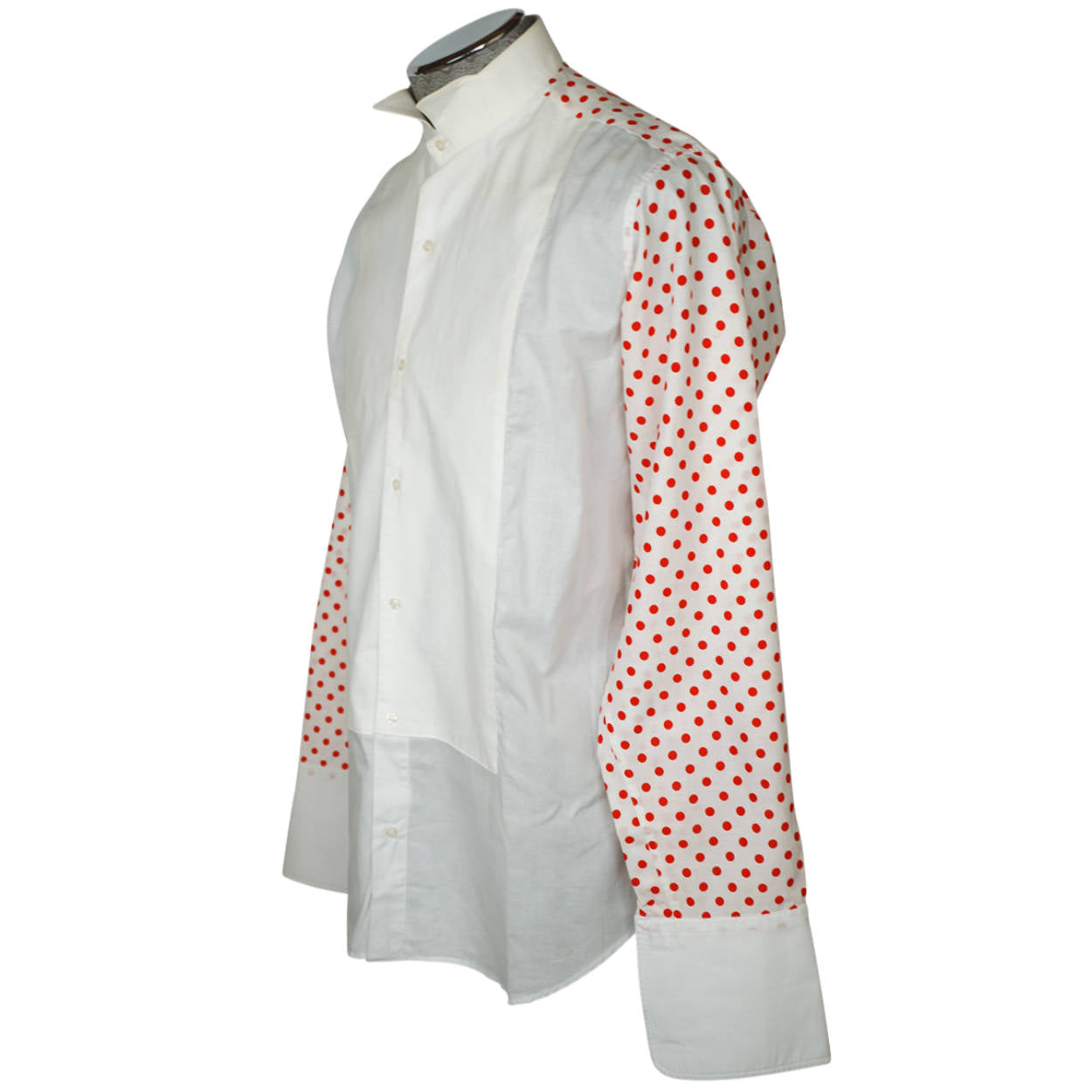 Vintage Harrods Tuxedo Shirt with Red Polka Dots Tux Dress Shirt Mens Size L 16 - Poppy's Vintage Clothing