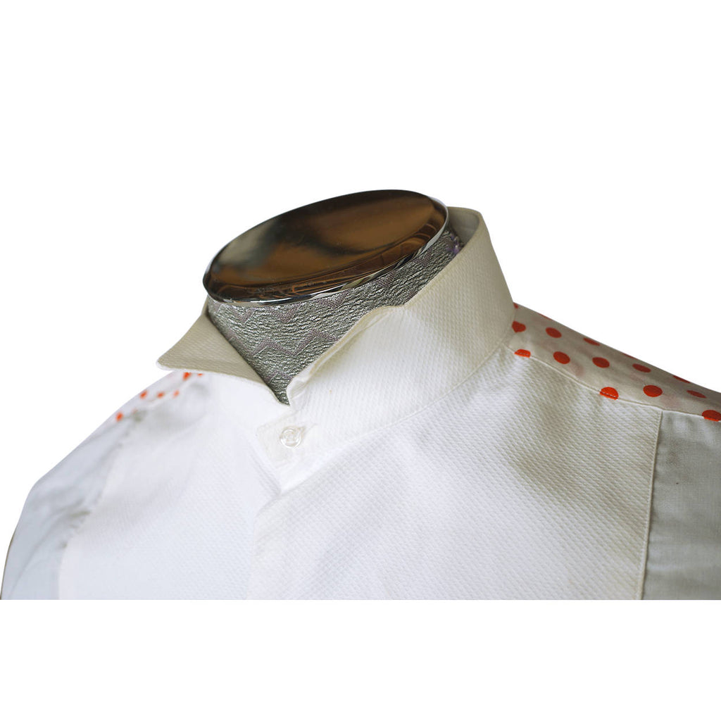 Vintage Harrods Tuxedo Shirt with Red Polka Dots Tux Dress Shirt Mens Size L 16 - Poppy's Vintage Clothing