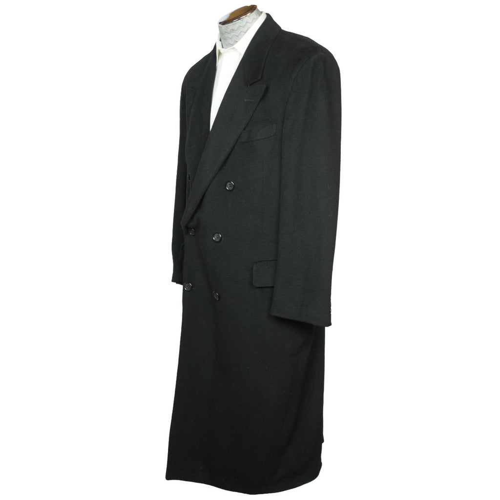 Vintage Mens Overcoat 100% Pure Cashmere Black Coat Size 44R Made in Canada - Poppy's Vintage Clothing